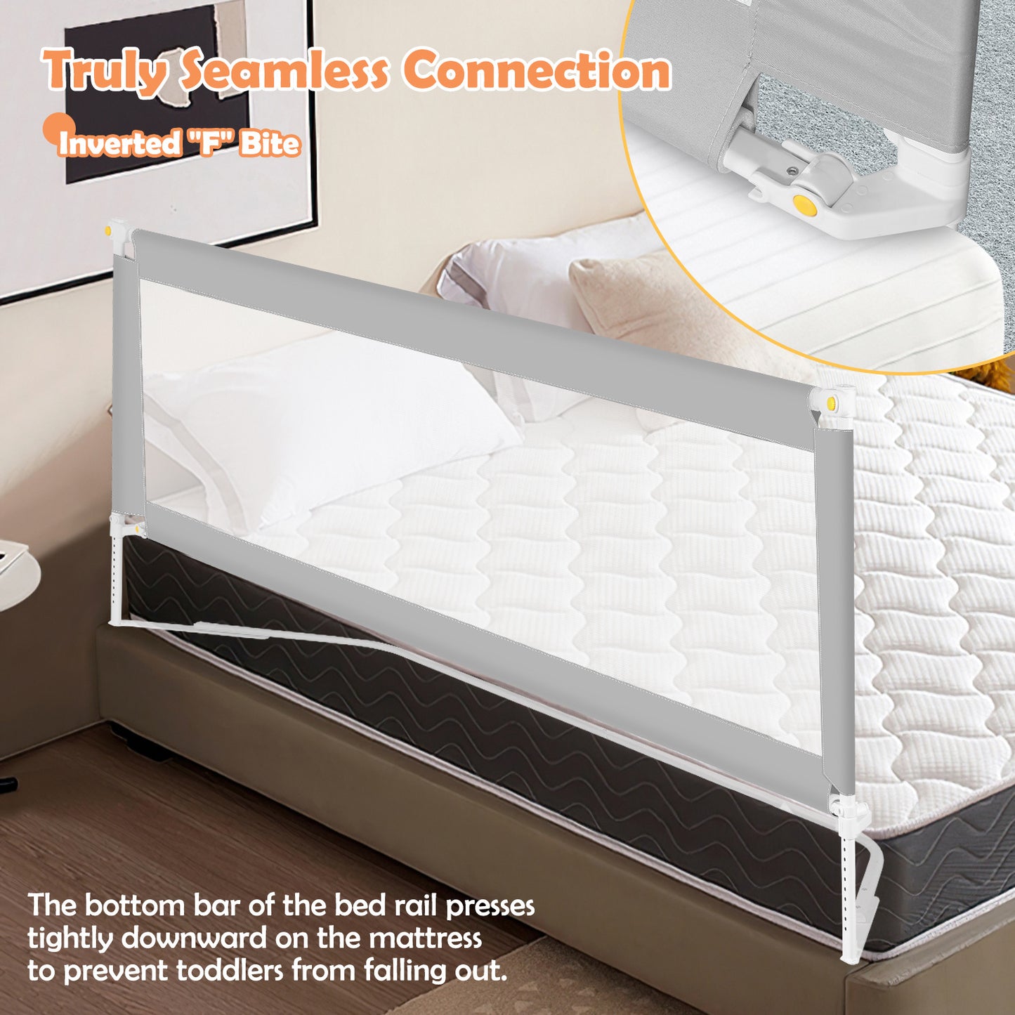 Hebitod Baby Bed Rail Foldable 150/180/200cm Height 68-95 cm