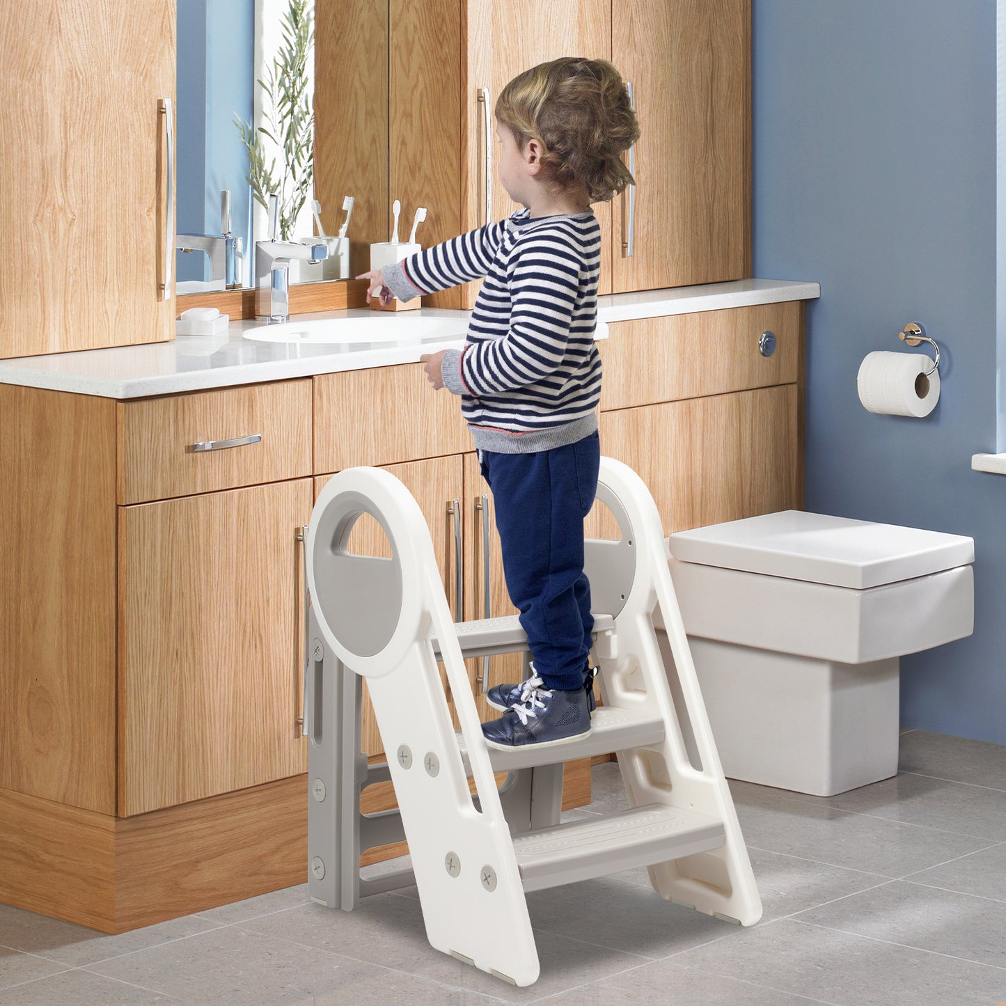 Hebitod Step Stool for Kids 3 Step Adjustable with Handles