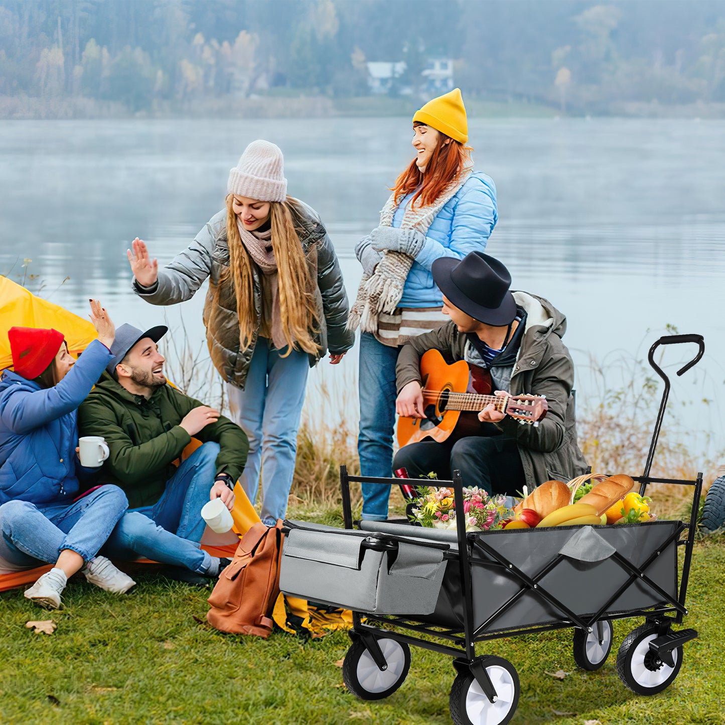 Hebitod Trolley Cart Wagon Cart Folding With Canopy Camping