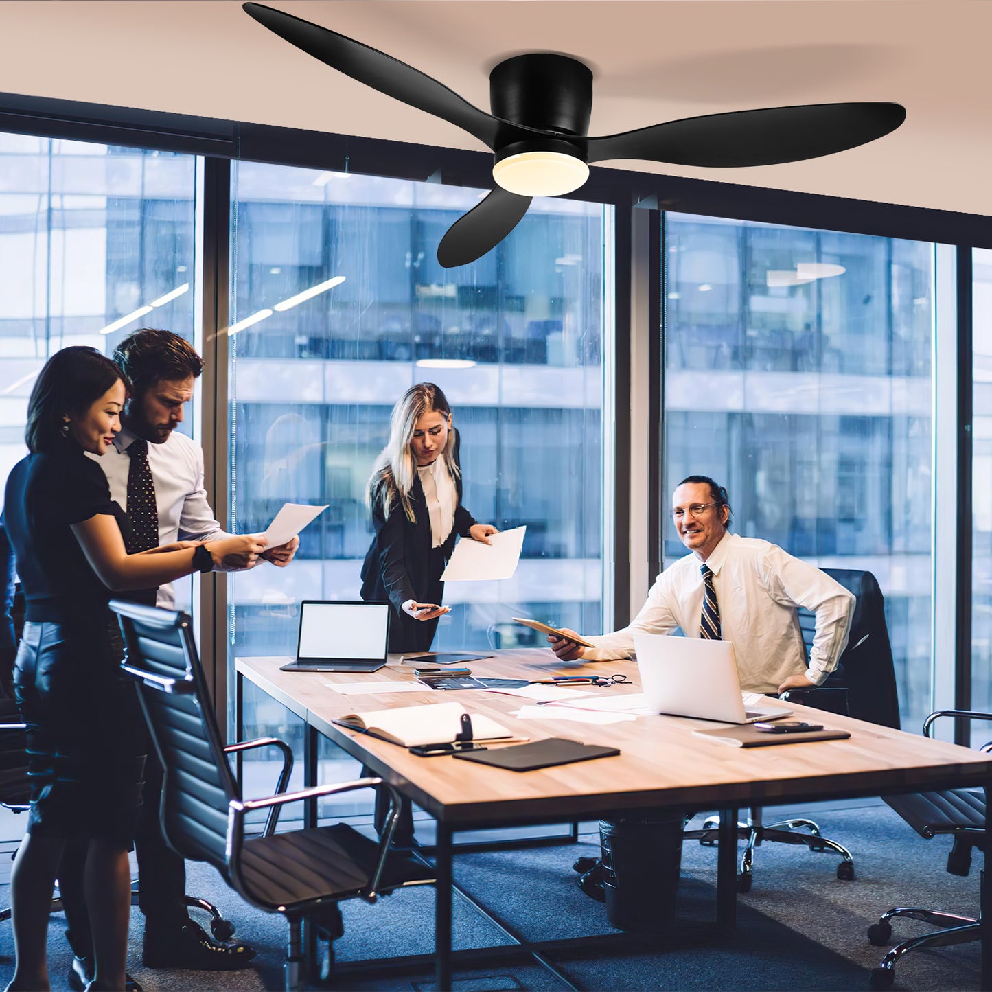 Hebitod Ceiling Fans with Lights Dimmable and Remote Control APP