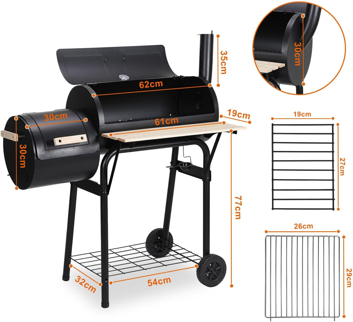 Hebitod Charcoal Grill with Shelves XXL