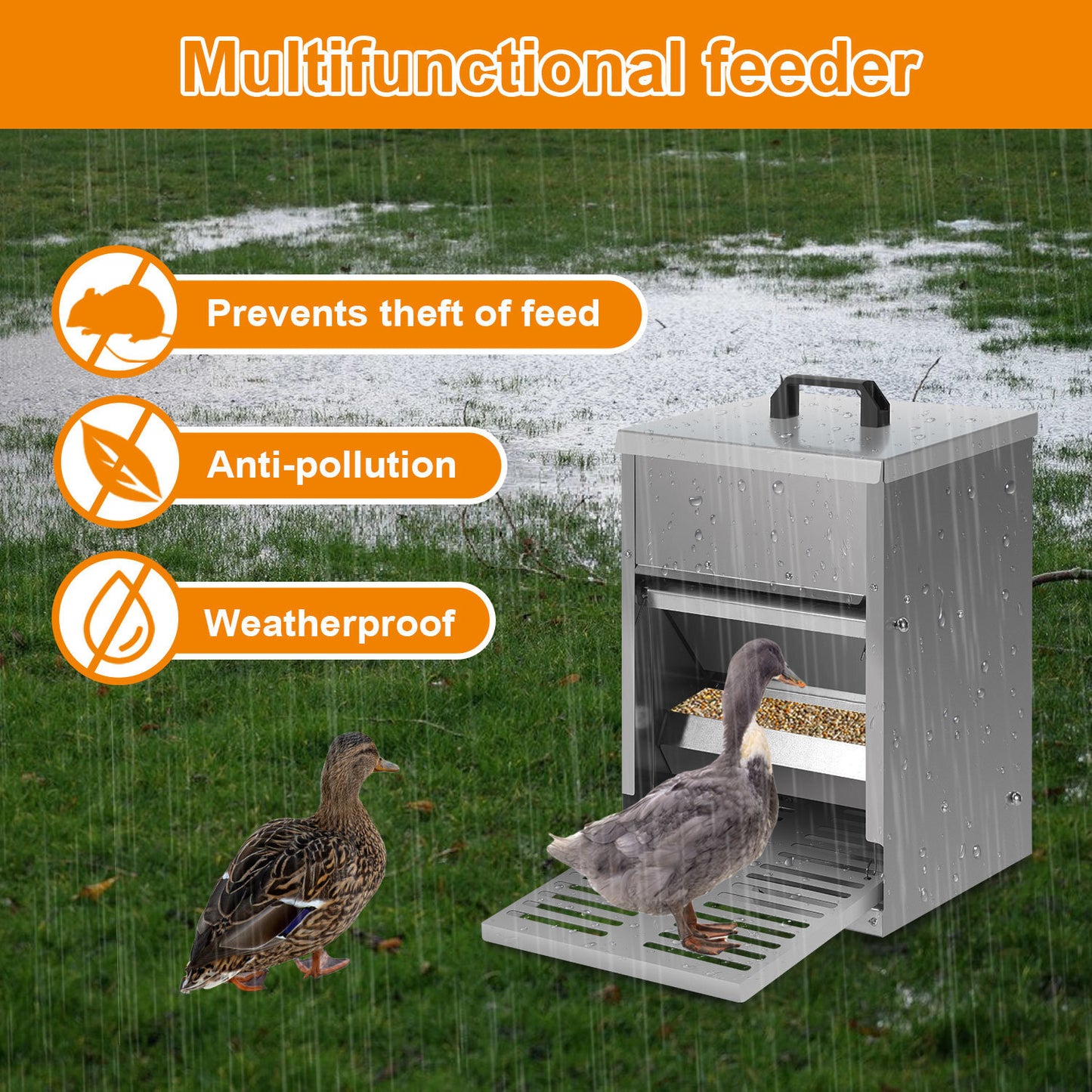 Hebitod Automatic Chicken Feeder Galvanised steel 5kg