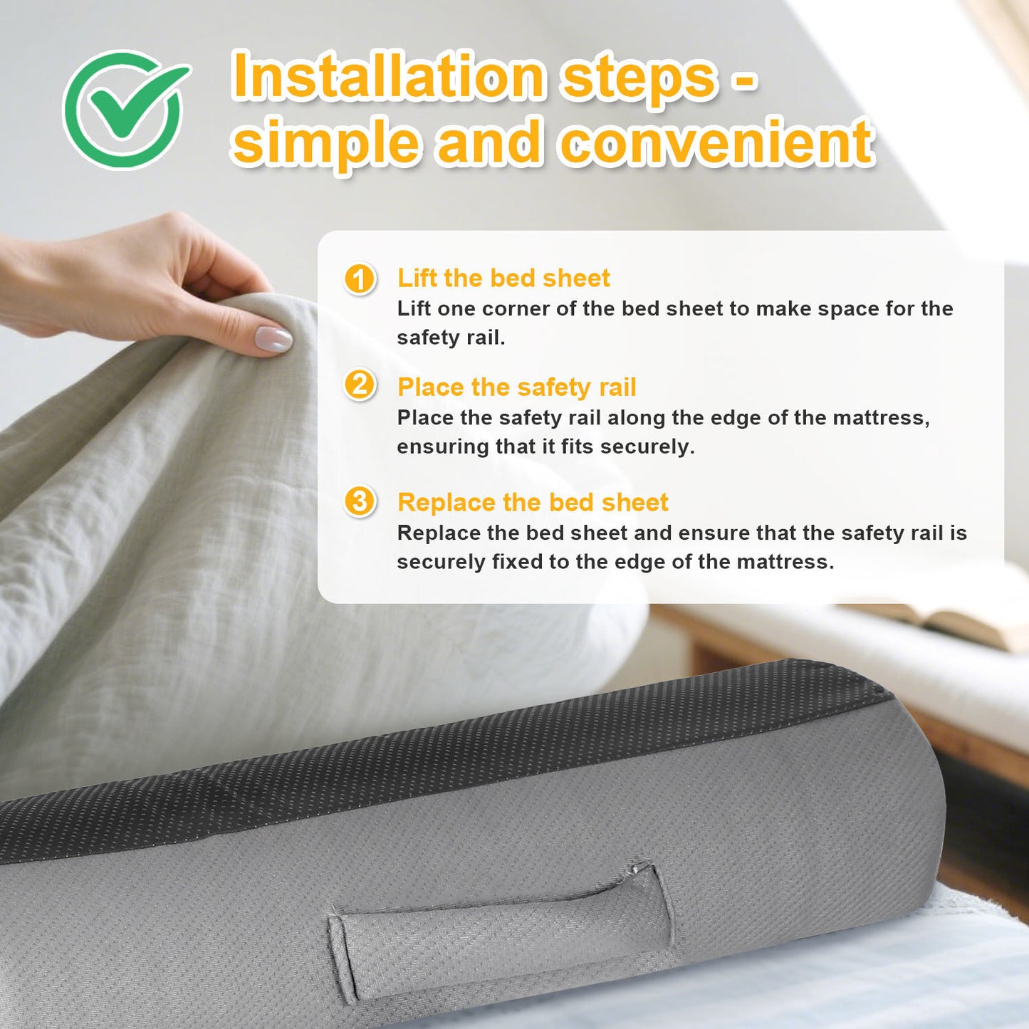 Hebitod Bed Rail Baby Fall Protection Foldable Foam 132x17x12 cm