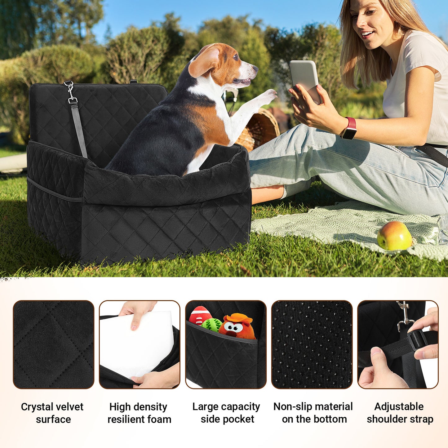 Hebitod Dog Car Seat Pet Seat Memory Foam