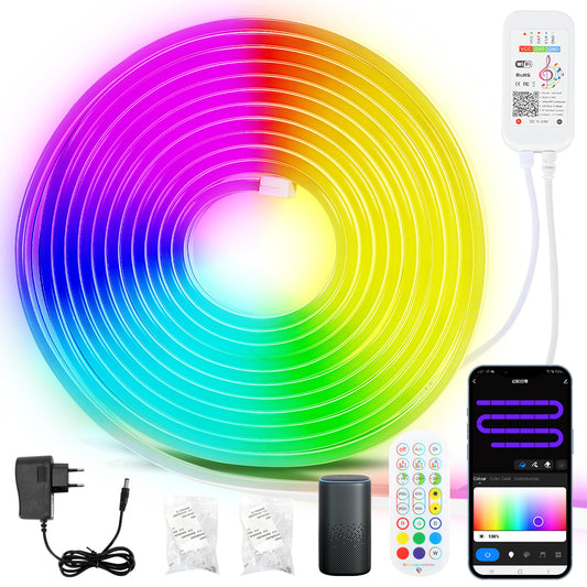 Hebitod LED Strip Neon Strip RGBIC 3m with Remote Control, APP