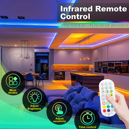 Hebitod LED Strip Neon Strip RGBIC 3m with Remote Control, APP