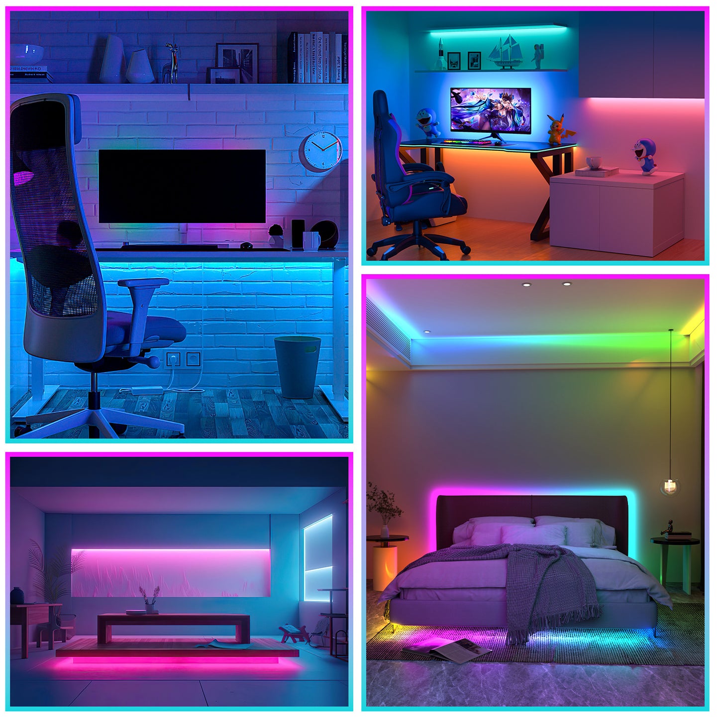 Hebitod LED Strip Neon Strip RGBIC 3m with Remote Control, APP