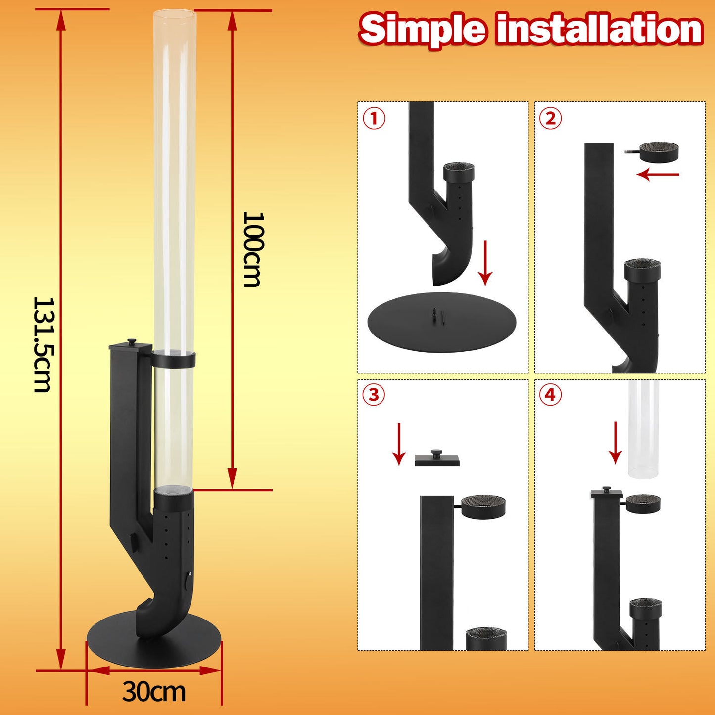 Hebitod Outdoor Pellet Heater for Patio Heater Fire Tube Stainless Steel