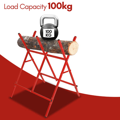 Hebitod Steel Log Sawhorse Folding up to 100 kg for Chainsaw & Handsaw