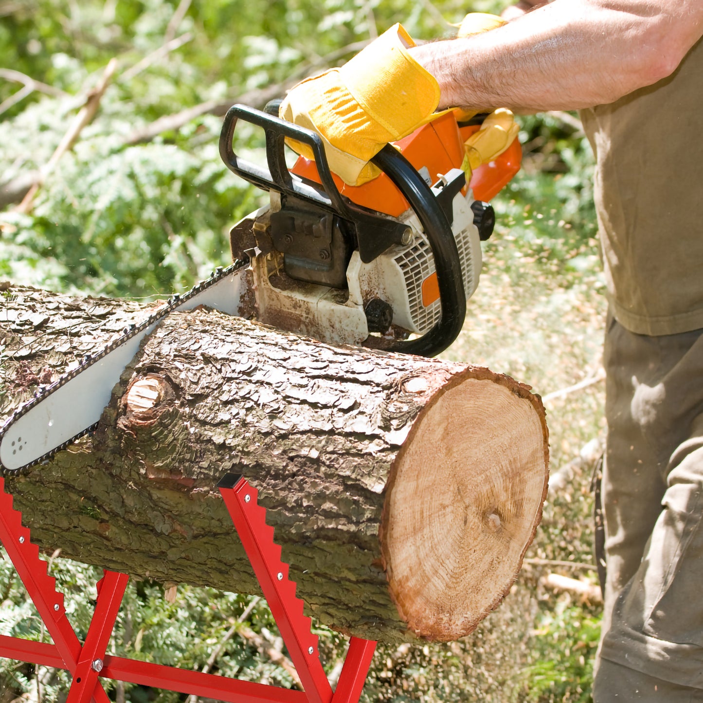 Hebitod Steel Log Sawhorse Folding up to 100 kg for Chainsaw & Handsaw