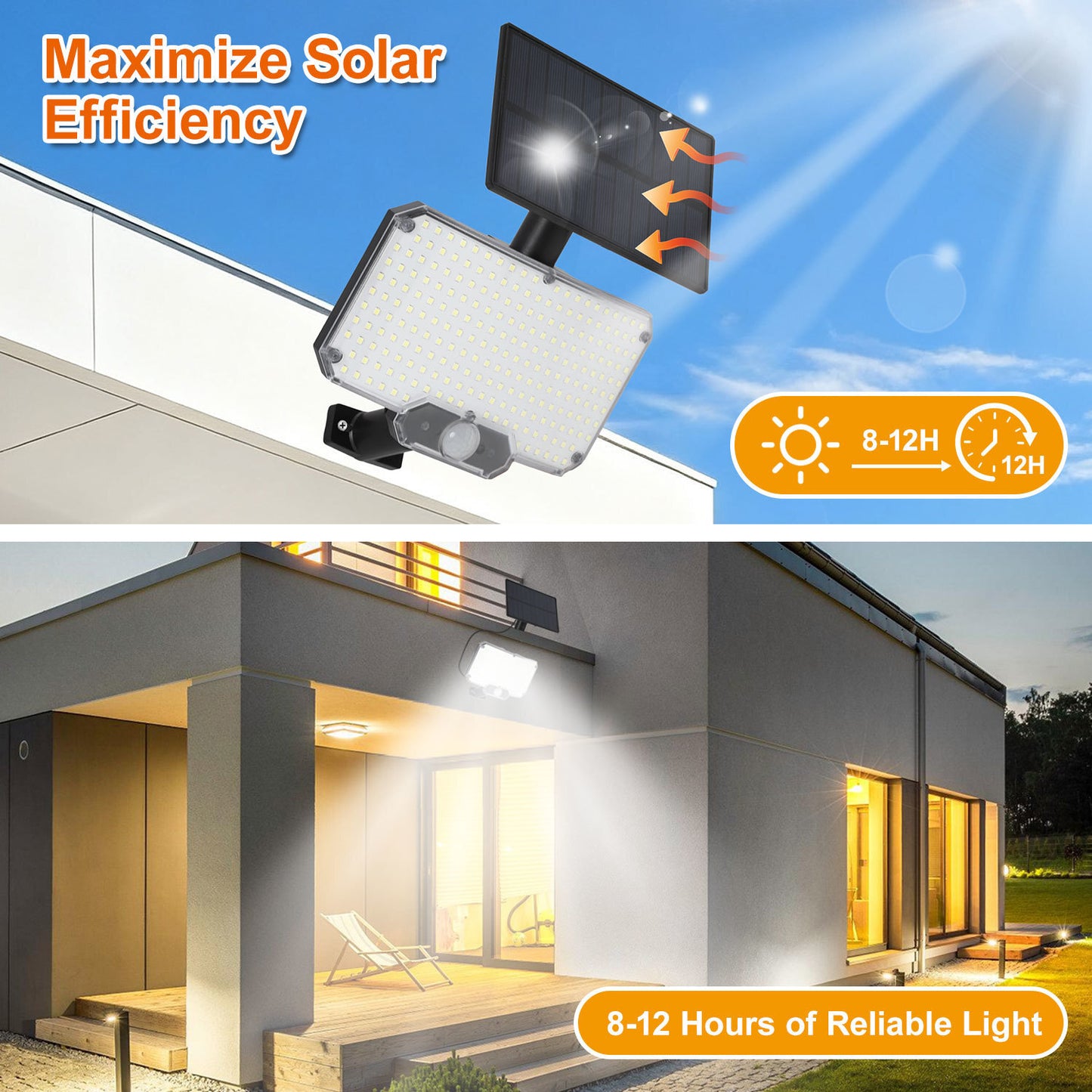 Hebitod Solar Security Light Outdoor Motion Sensor 2 Pack