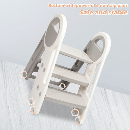 Hebitod Step Stool for Kids 3 Step Adjustable with Handles