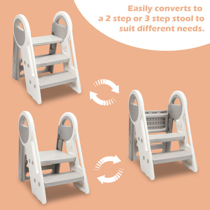 Hebitod Step Stool for Kids 3 Step Adjustable with Handles