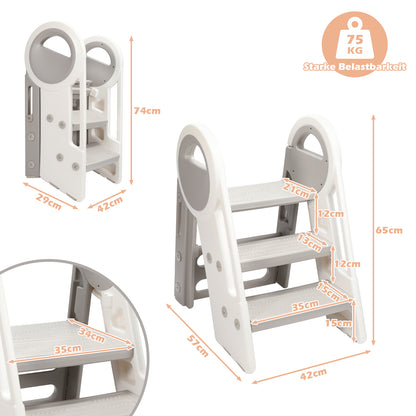 Hebitod Step Stool for Kids 3 Step Adjustable with Handles