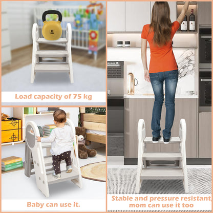 Hebitod Step Stool for Kids 3 Step Adjustable with Handles