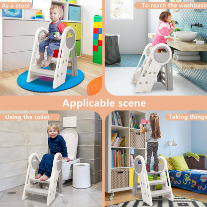 Hebitod Step Stool for Kids 3 Step Adjustable with Handles