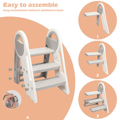 Hebitod Step Stool for Kids 3 Step Adjustable with Handles