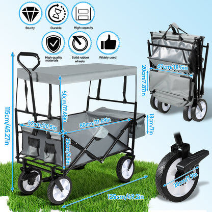 Hebitod Trolley Cart Wagon Cart Folding With Canopy Camping