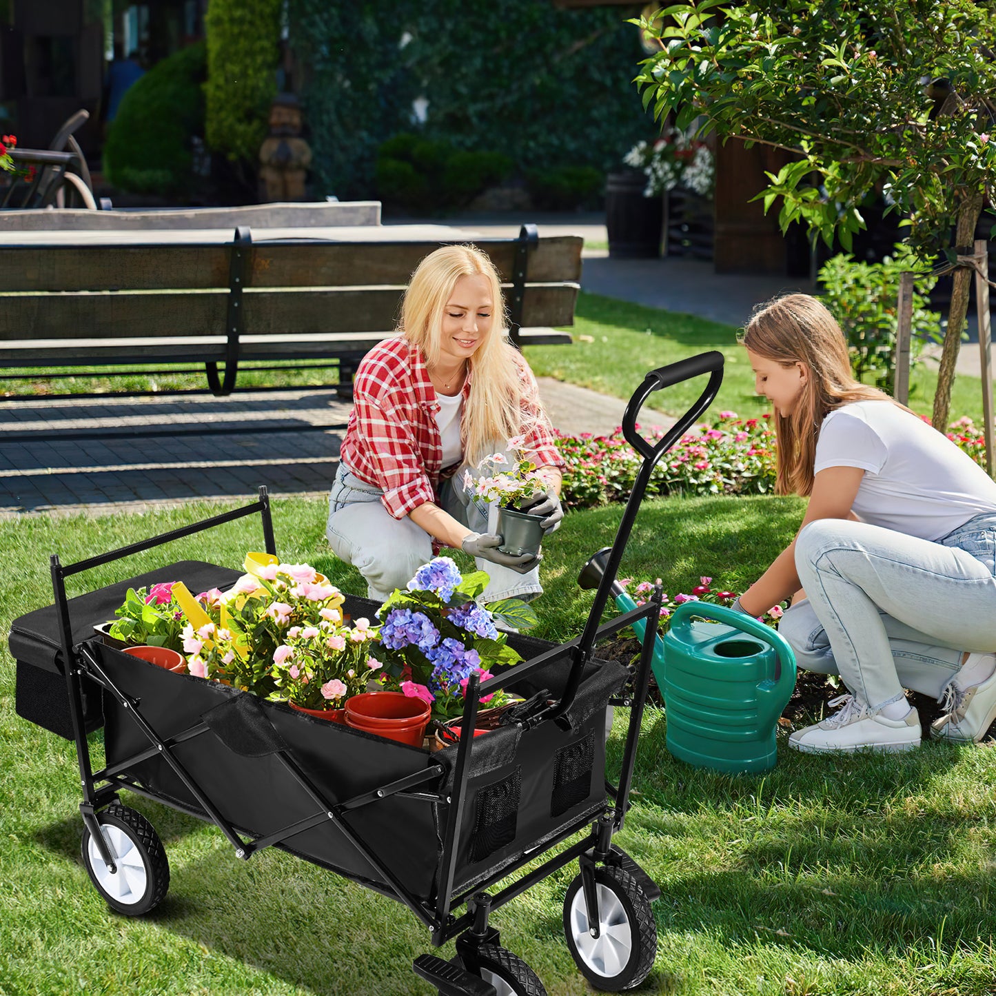 Hebitod Trolley Cart Wagon Cart Folding With Canopy Camping
