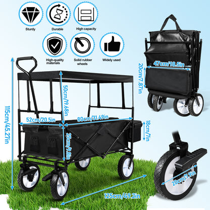 Hebitod Trolley Cart Wagon Cart Folding With Canopy Camping