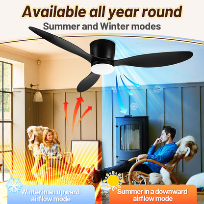 Hebitod Ceiling Fans with Lights Dimmable and Remote Control APP